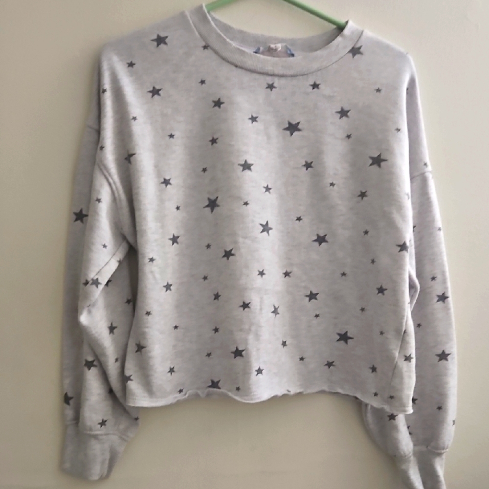 Small Hippie Rose Gray Star Print Women's Sweater